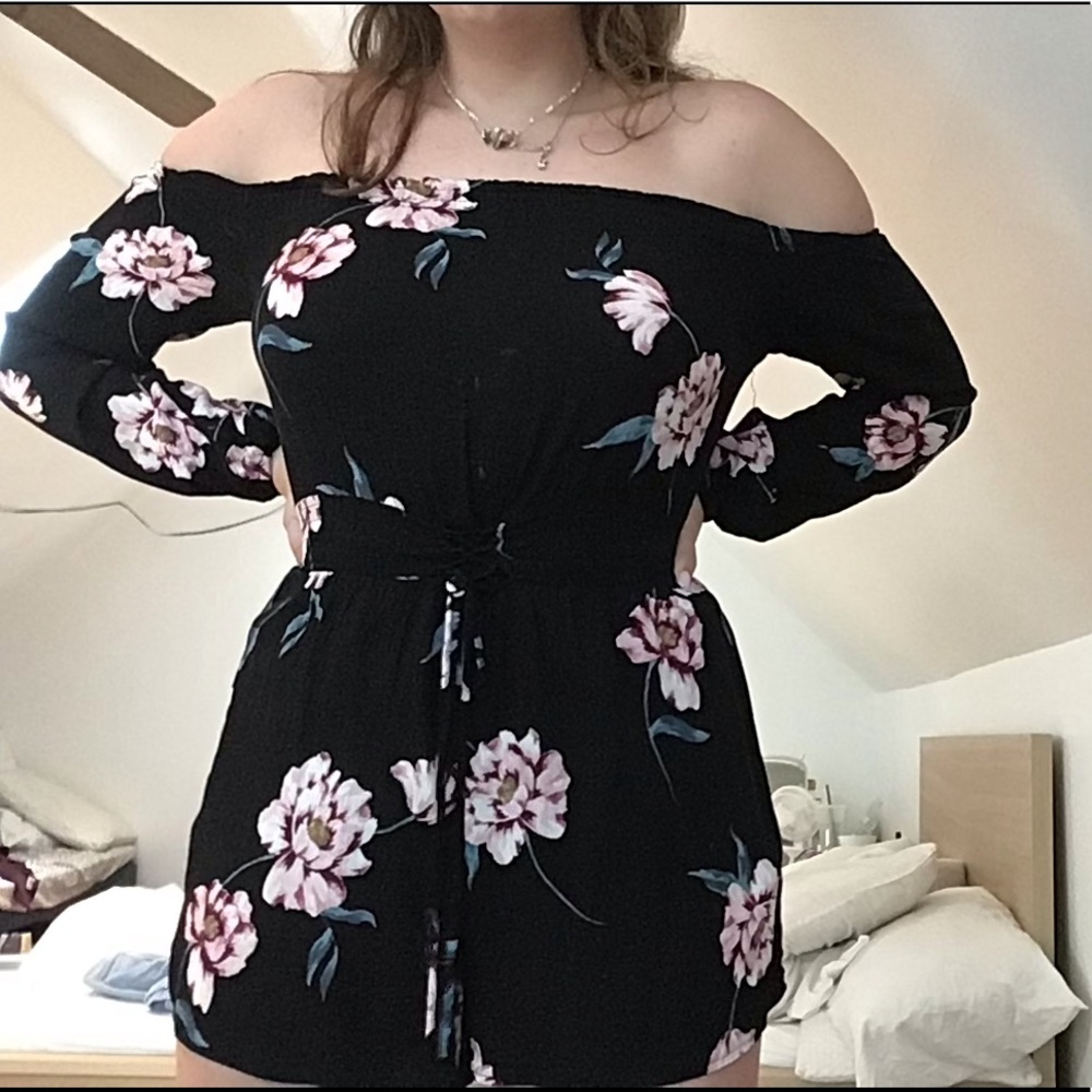 Kendall and Kylie off the shoulder floral romper